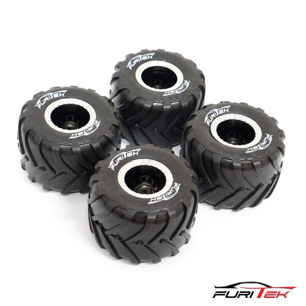 MEUS Racing 1.2-inch Beadlock Wheels Brass Rim+ Aluminum 1.0(plus) Tire Set  Negative Hub -4MM 42G For TRX4M SCX24 - Black Model C