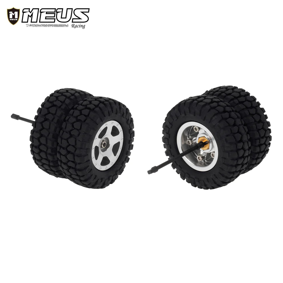 MEUS Racing 1.2-inch Beadlock Wheels Brass Rim+ Aluminum 1.0(plus) Tire Set  Negative Hub -4MM 42G For TRX4M SCX24 - Black Model C