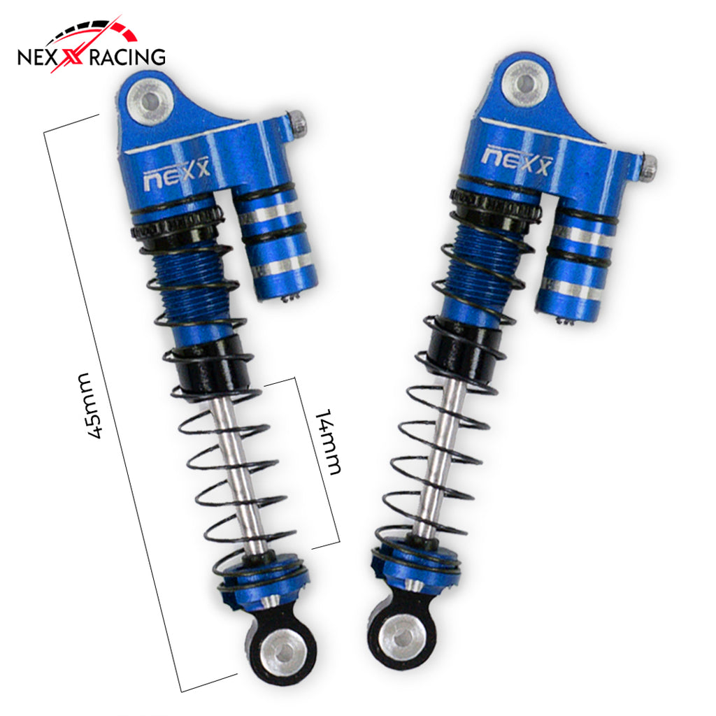 Nexx Racing 45mm Reservoir Shocks (4pcs) for 1/24 RC Crawler FMS FCX24/ FCX18 Hummer EV - BLUE