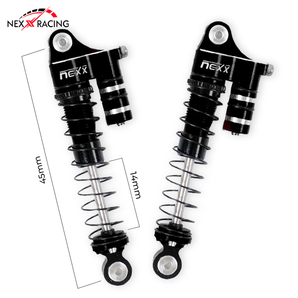 Nexx Racing 45mm Reservoir Shocks (4pcs) for 1/24 RC Crawler FMS FCX24/ FCX18 Hummer EV - BLACK