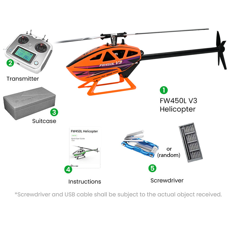 FW450 V3 Helicopter w/ H1-GPS Flight Controller ARTF (Orange) (w/o Battery  and Charger) | HeliDirect