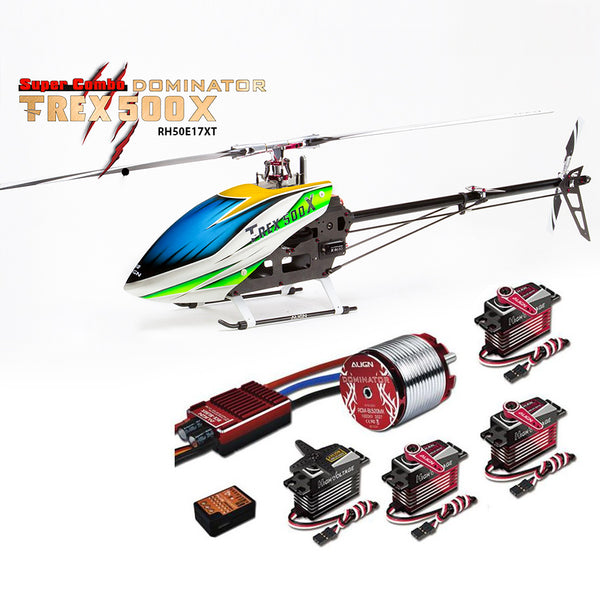 Align T-Rex 500X Dominator Super Combo Helicopter with DS530M/DS535M Metal  Case Servos