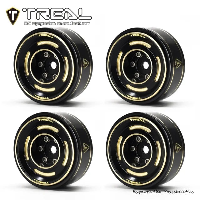 TREAL 1.0 Beadlock Wheels Brass Crawler Wheel Rims Weight (4P) Hubs Removable for SCX24 AX24 FCX24 TRX4M 1/24 1/18 RC Crawler, 50g/pc (Type C) - HeliDirect