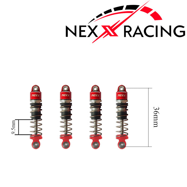 Nexx Racing Oil Shock (4 Pcs) For 1/24 SCX24 - RED | HeliDirect