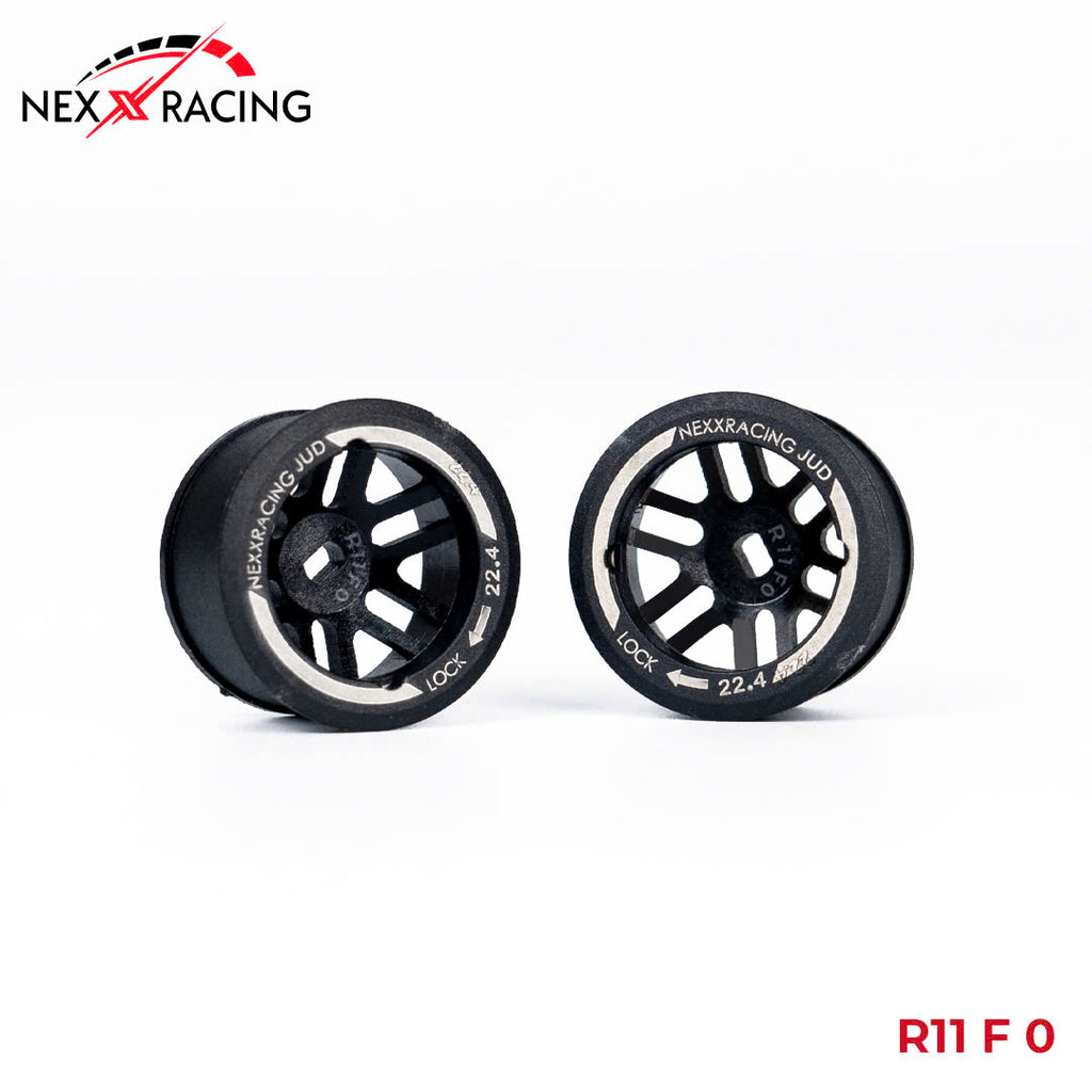 NXUSA-EVOAWD-R Nexx Racing “JUD” threaded carbon-fiber reinforced EVO AWD Flanged Rear Wheels (2) pcs for Mini-Z - R11 OFFSET 0