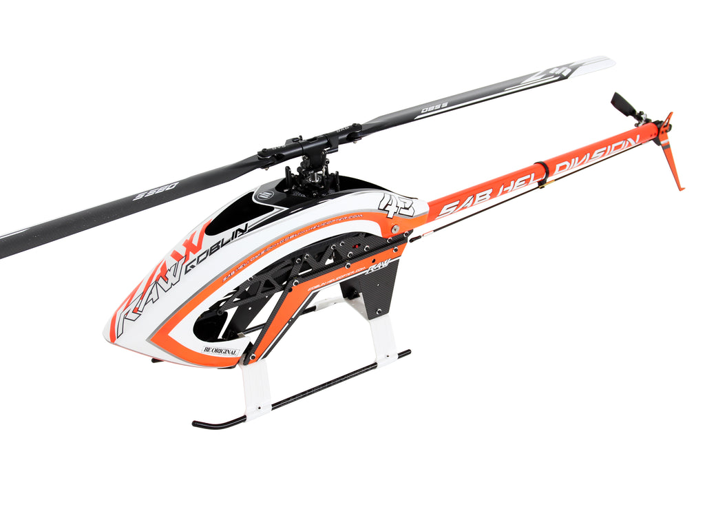 SAB Goblin RAW 580 Kit White/Orange - With S-Line Main and Tail Blades - HeliDirect
