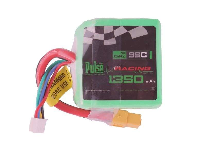 PULSE 1350mAh 95C Cube 14.8V 4S LiPo Battery - XT60 Connector - HeliDirect